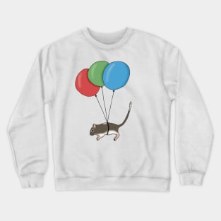 Brown gerbil flying with balloons Crewneck Sweatshirt